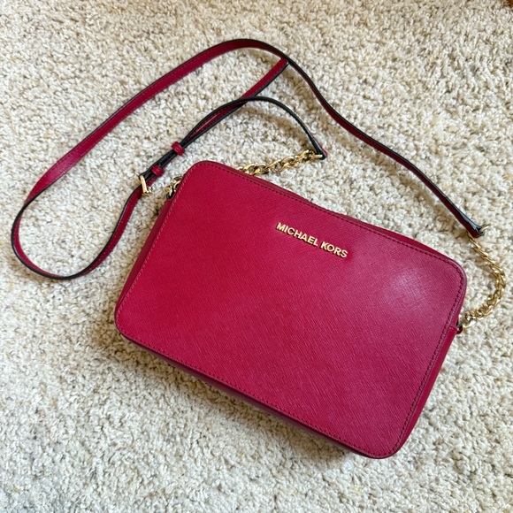 Michael Kors Red Leather Small Crossbody Bag - Picture 2 of 11